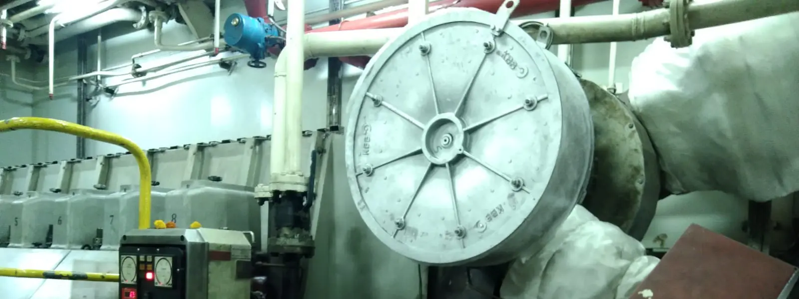 Insulated engine room piping and machinery